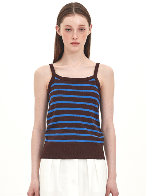 stripe sleeveless knit top_chocolate