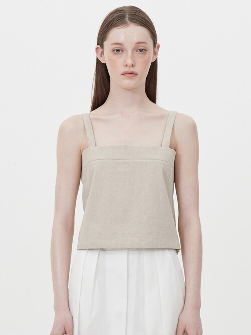 linen square sleeveless crop top_oatmeal