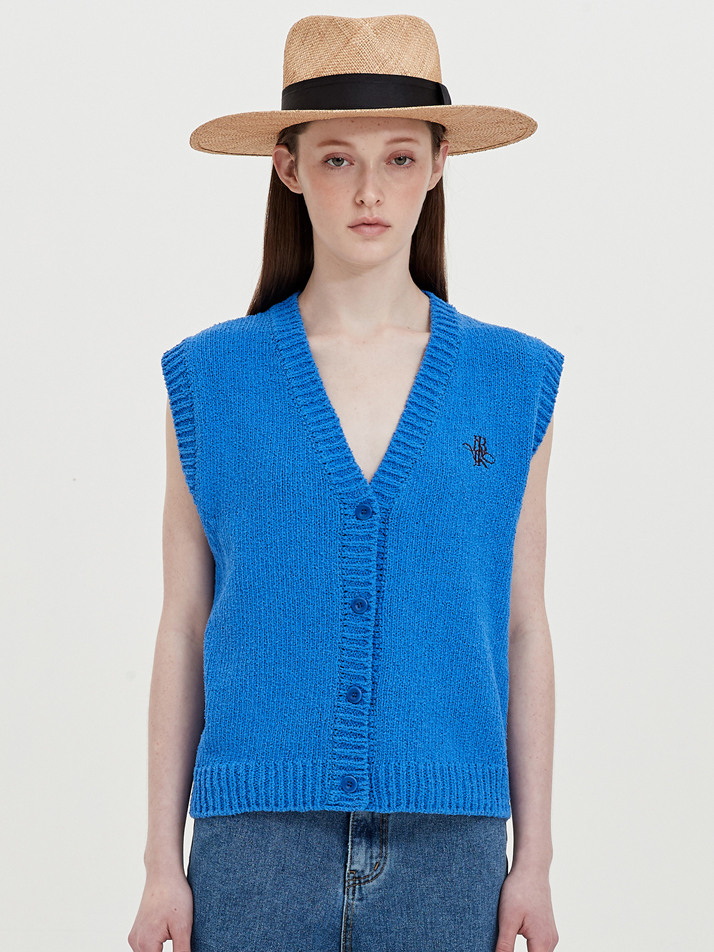 buttoned knit vest_summer blue