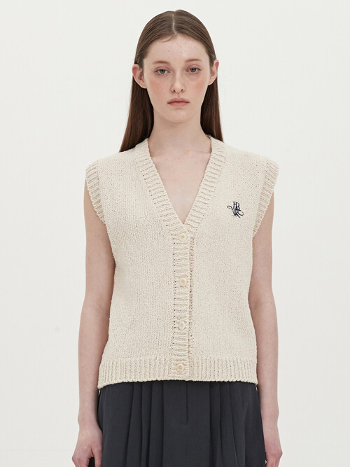 buttoned knit vest_cream