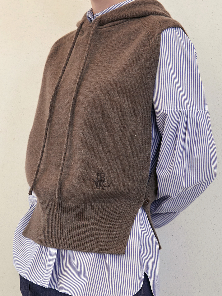 JK hood layered knit_brown