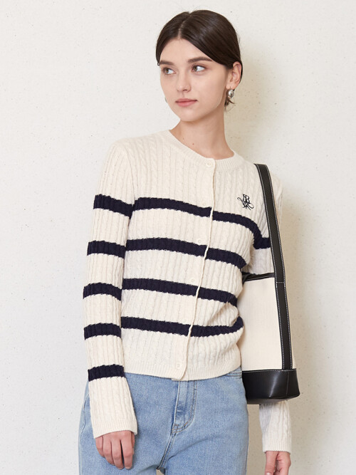 JK striped knit cardigan_cream
