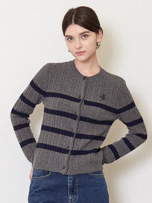 JK striped knit cardigan_gray