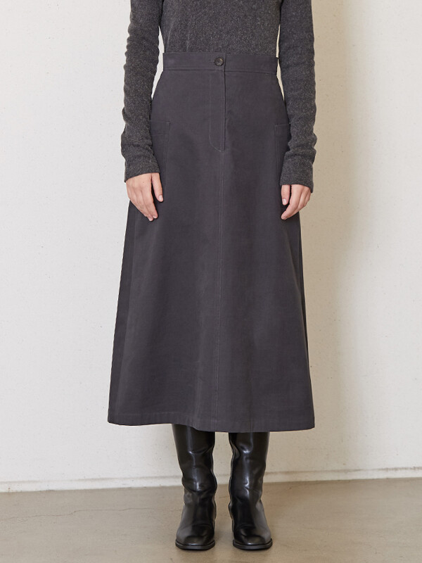 cotton flared skirt_smoke