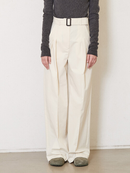 cotton belted pants_ivory