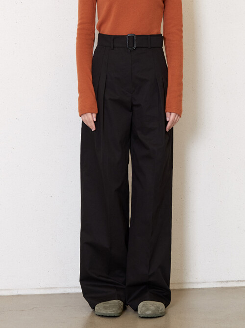 cotton belted pants_black