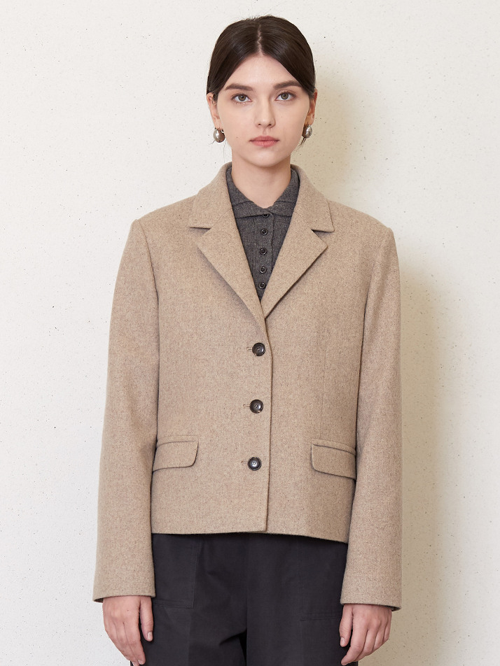 3-button wool jacket_oatmeal