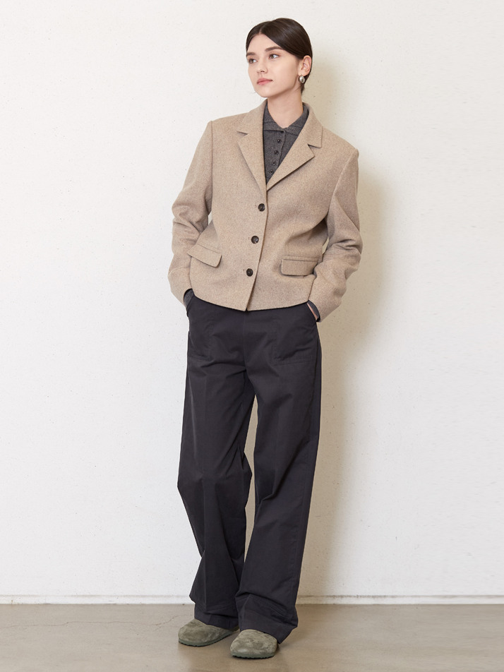 3-button wool jacket_oatmeal