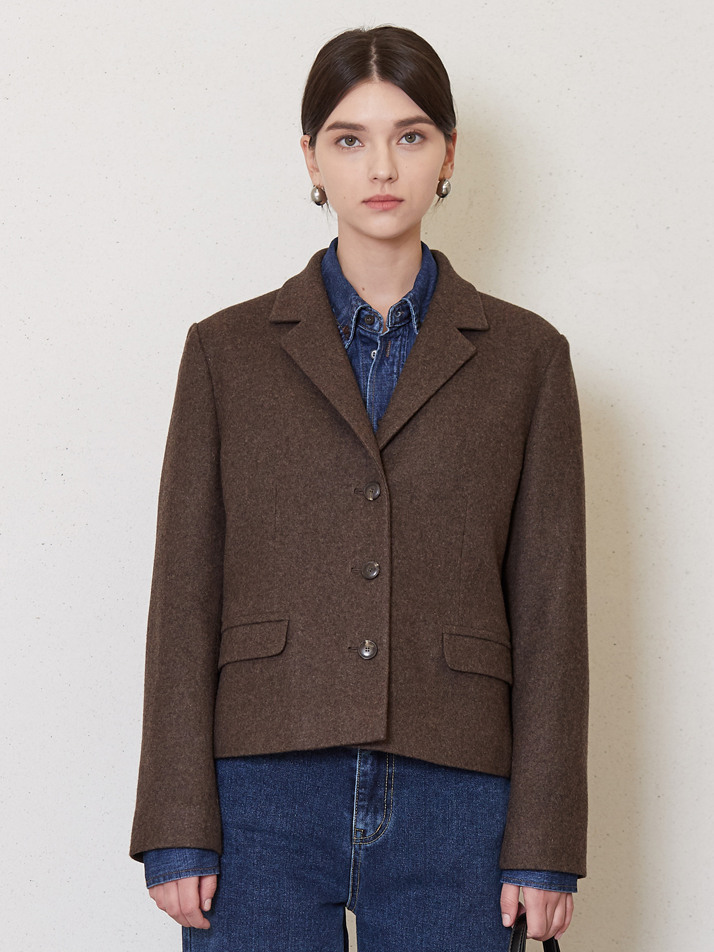 3-button wool jacket_brown