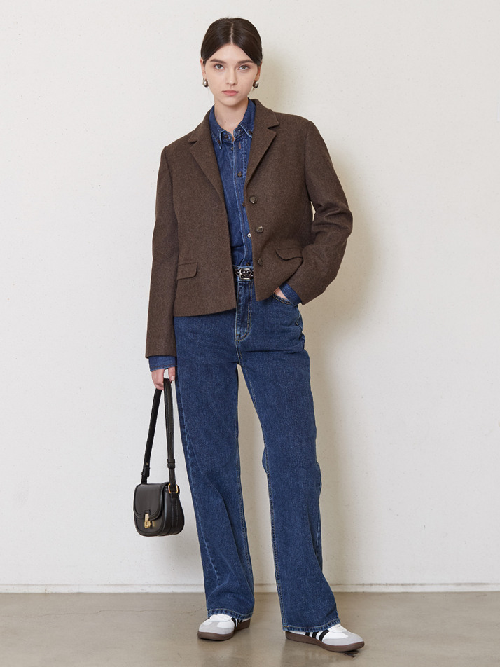 3-button wool jacket_brown