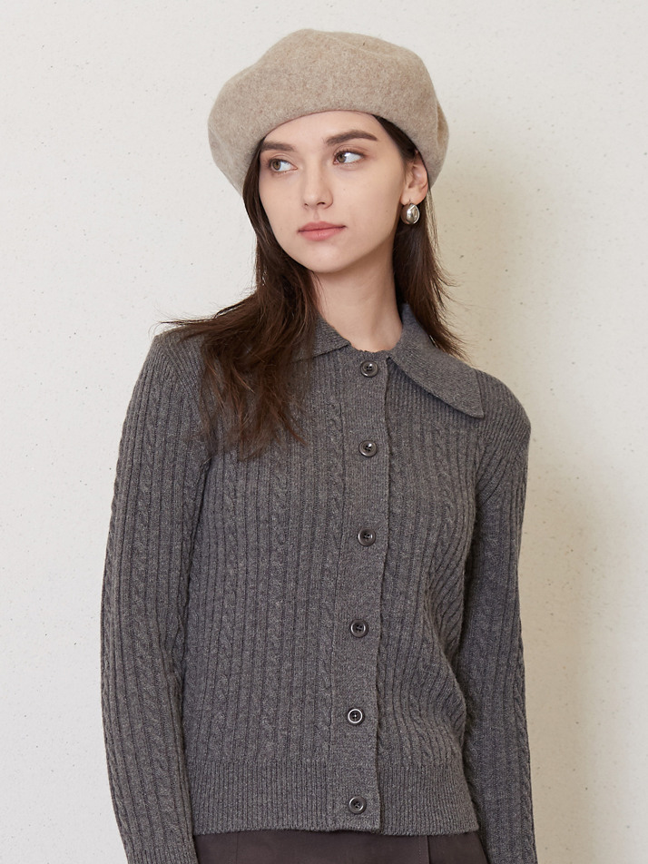 JK logo wool beret_oatmeal