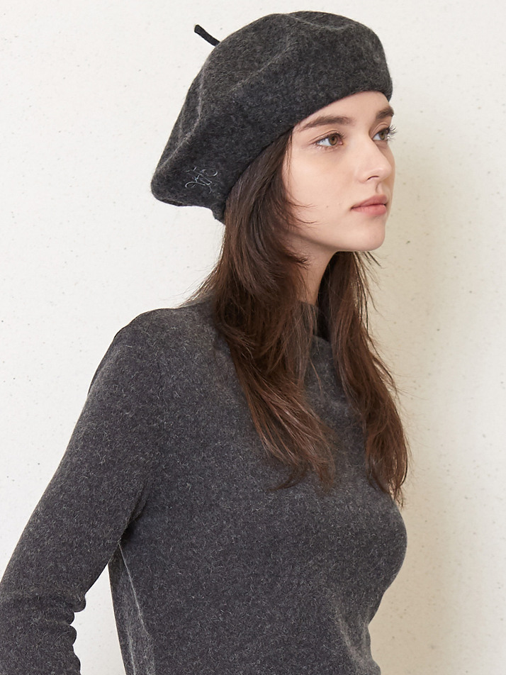 JK logo wool beret_charcoal