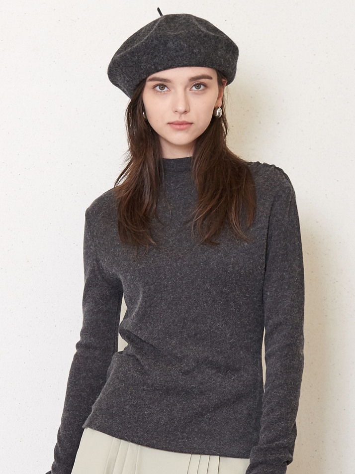 JK logo wool beret_charcoal