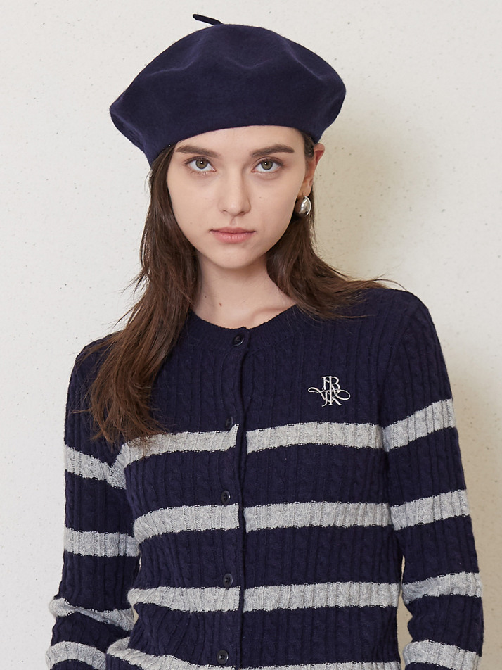 JK logo wool beret_navy
