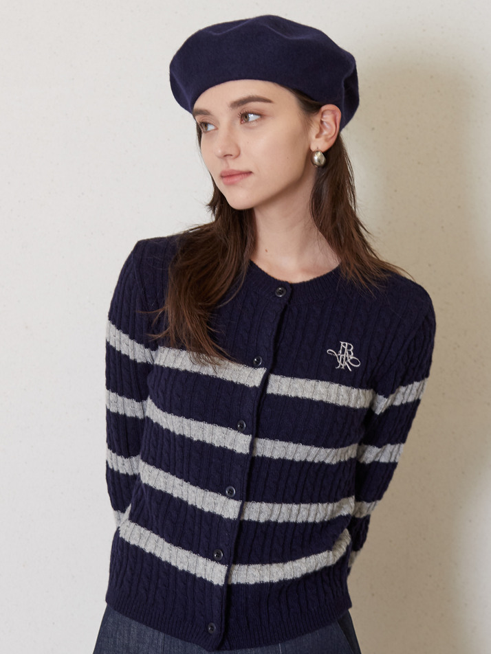 JK logo wool beret_navy