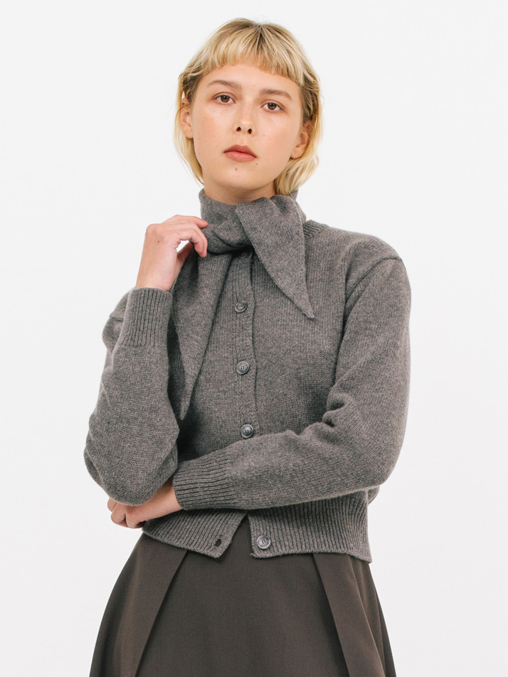 wool muffle cardigan_gray