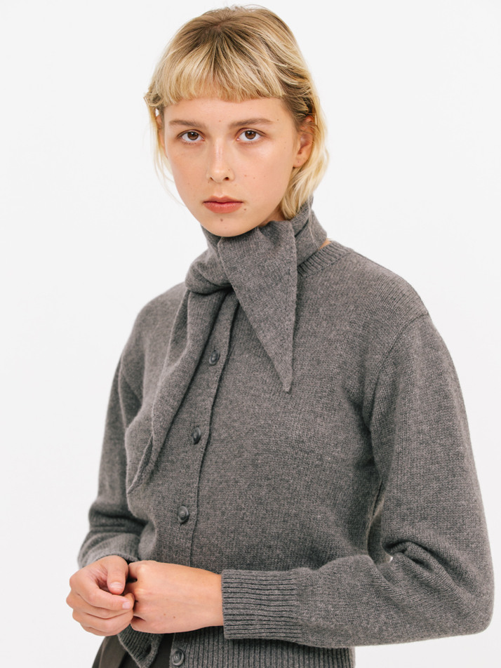wool muffle cardigan_gray