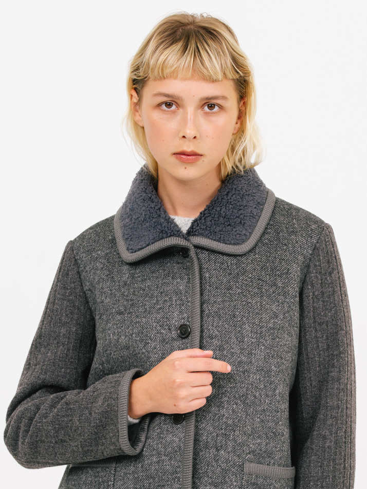 stripe sleeve wool jacket_dark gray