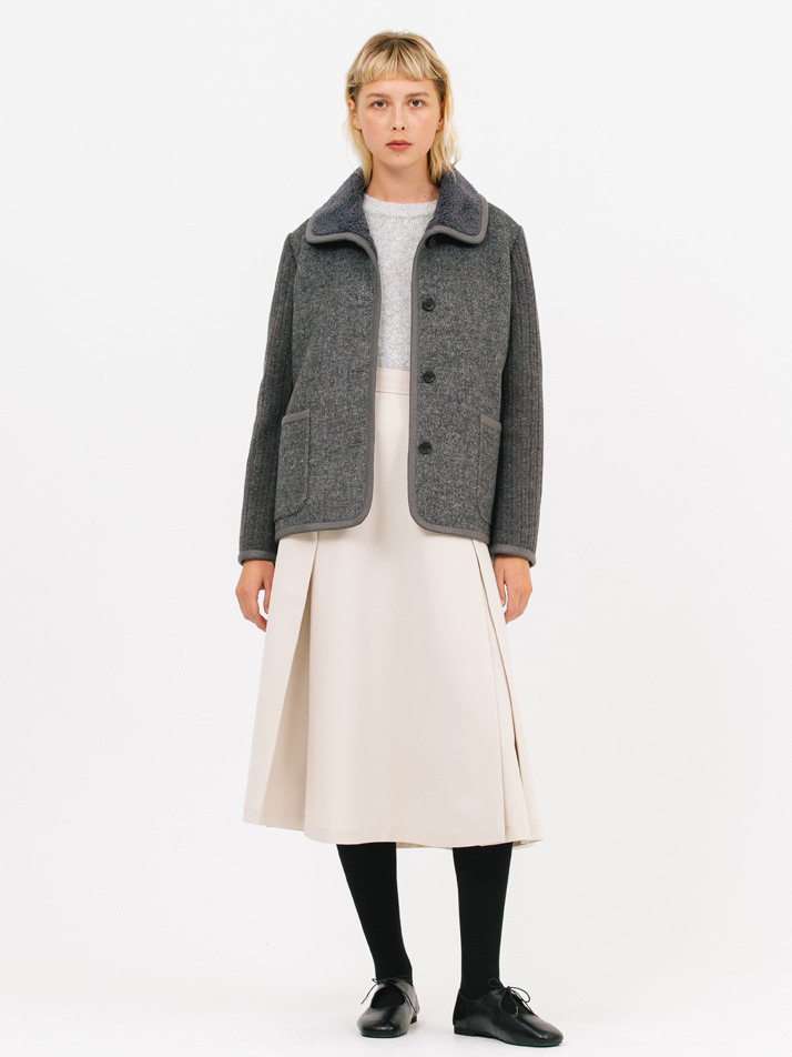 stripe sleeve wool jacket_dark gray