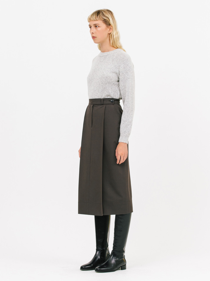 tulip midi skirt_deep khaki