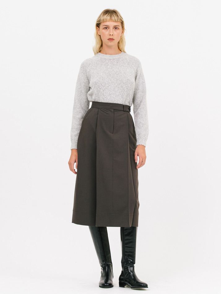 tulip midi skirt_deep khaki