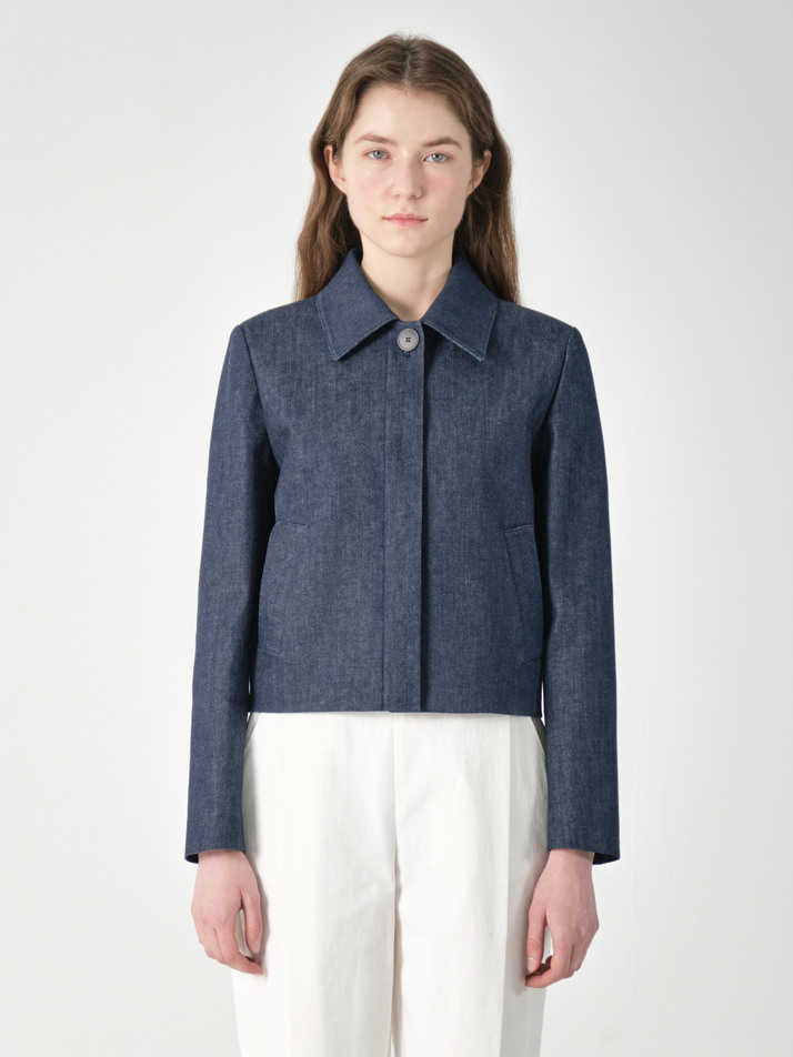 denim single crop jacket