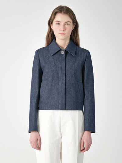 denim single crop jacket