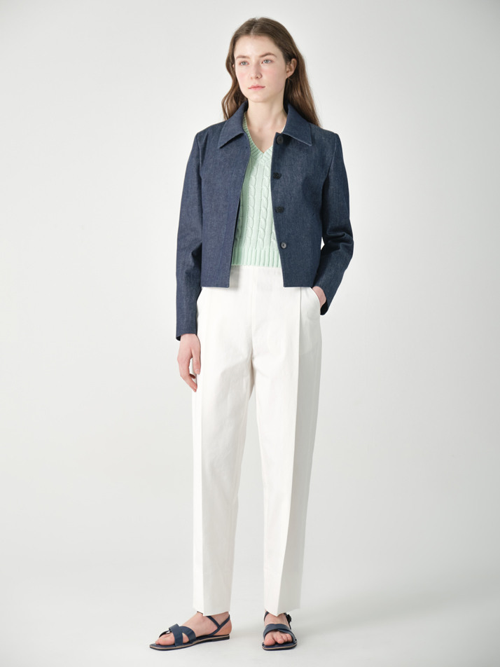 denim single crop jacket