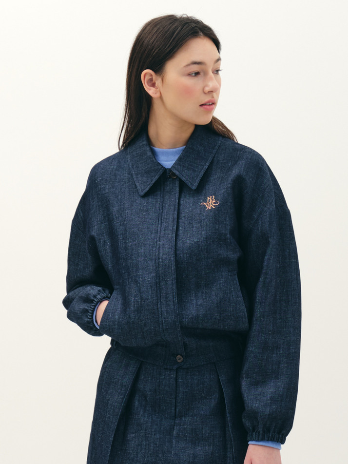 symbol banding crop jacket_indigo