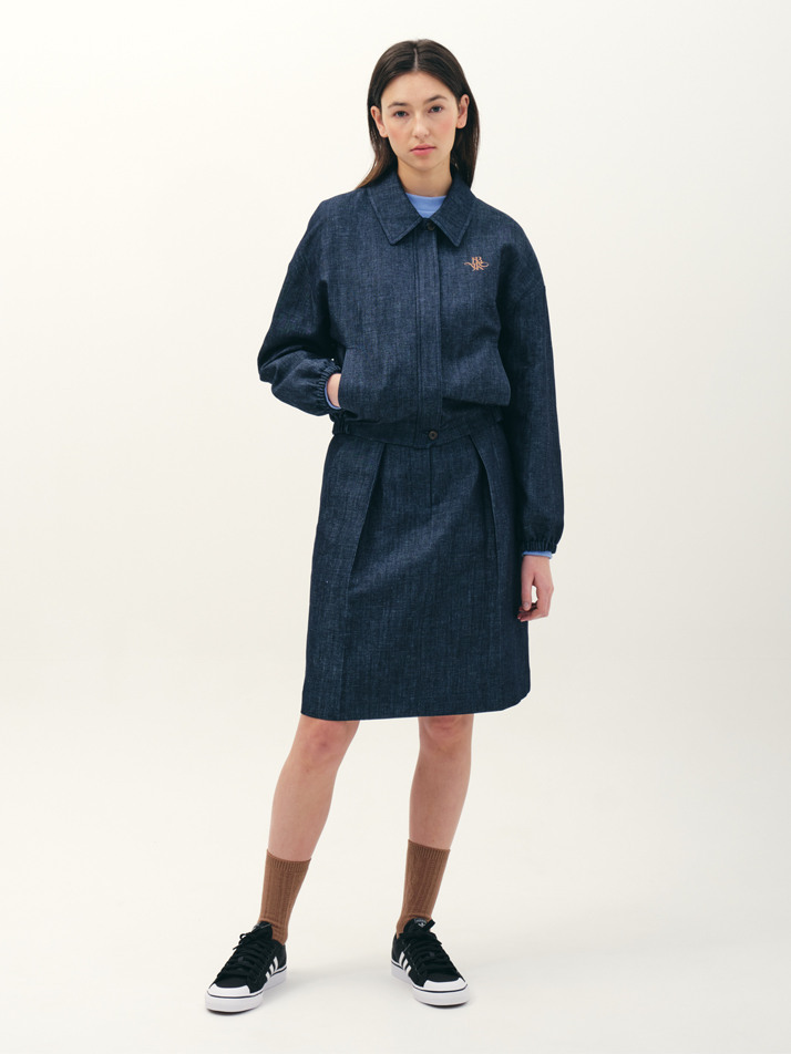 symbol banding crop jacket_indigo