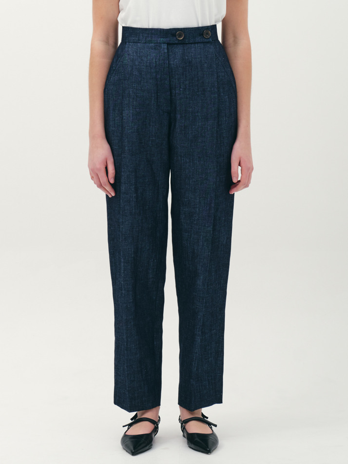 cropped tuck round pants_indigo