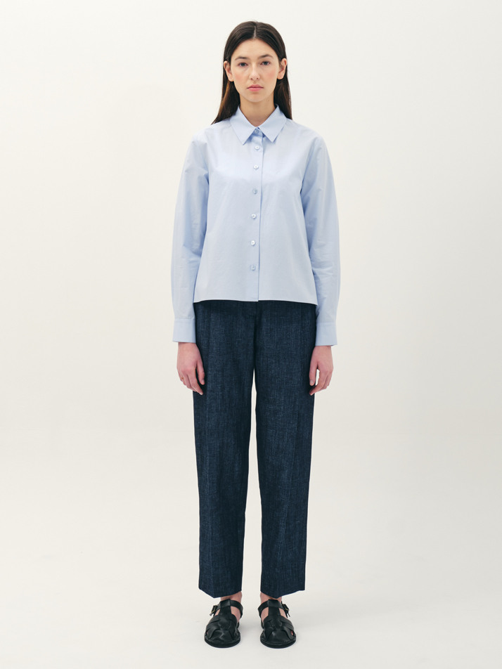 cropped tuck round pants_indigo