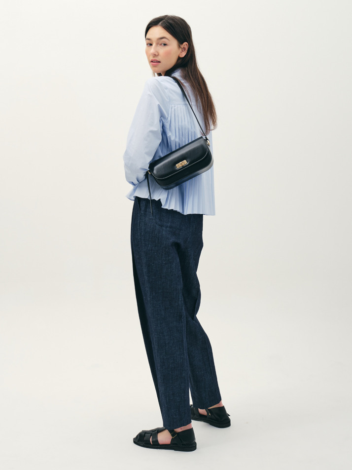 cropped tuck round pants_indigo