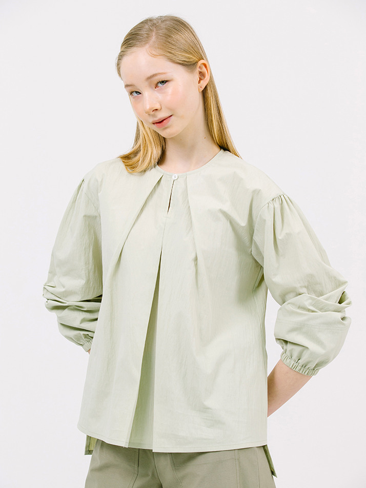 shirring sleeve blouse_apple green