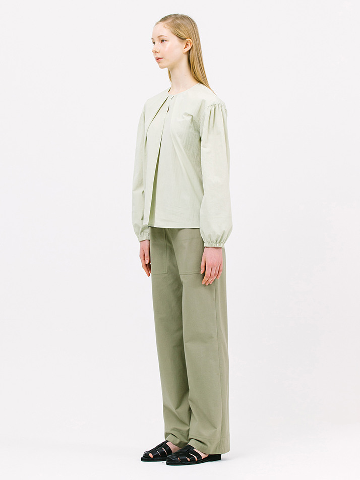 shirring sleeve blouse_apple green