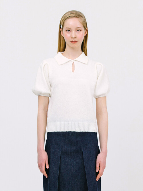 bon bon knit top_white