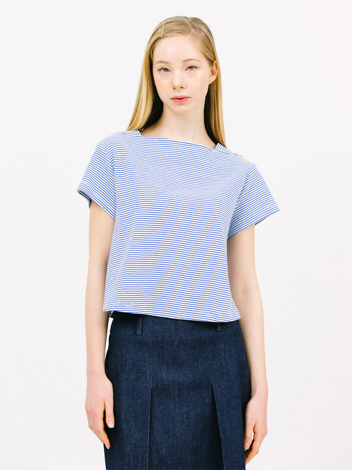 stripe boat neck t-shirt_blue