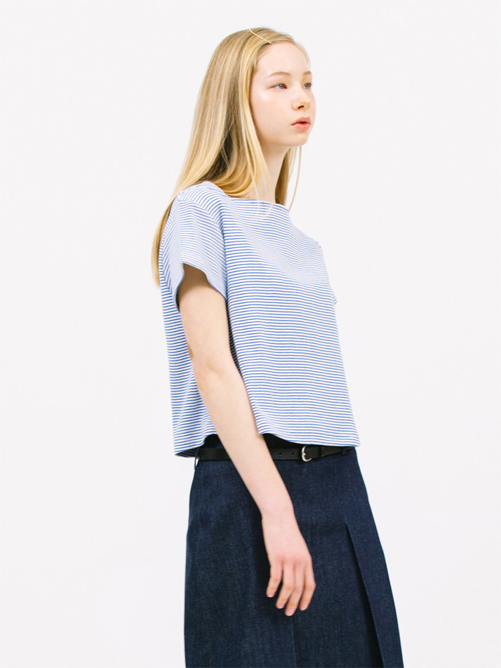 stripe boat neck t-shirt_blue