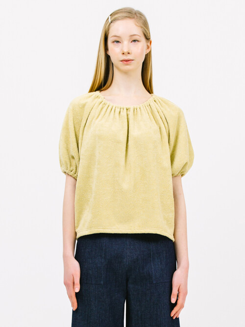 boucle string top_mustard