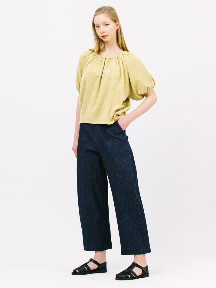 boucle string top_mustard