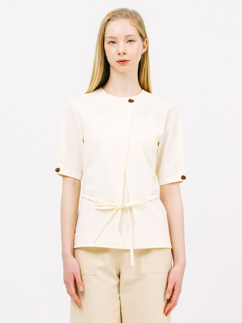 half sleeve strap blouse_lemon