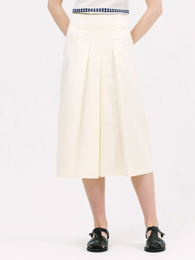 3-tuck A-line skirt_lemon butter