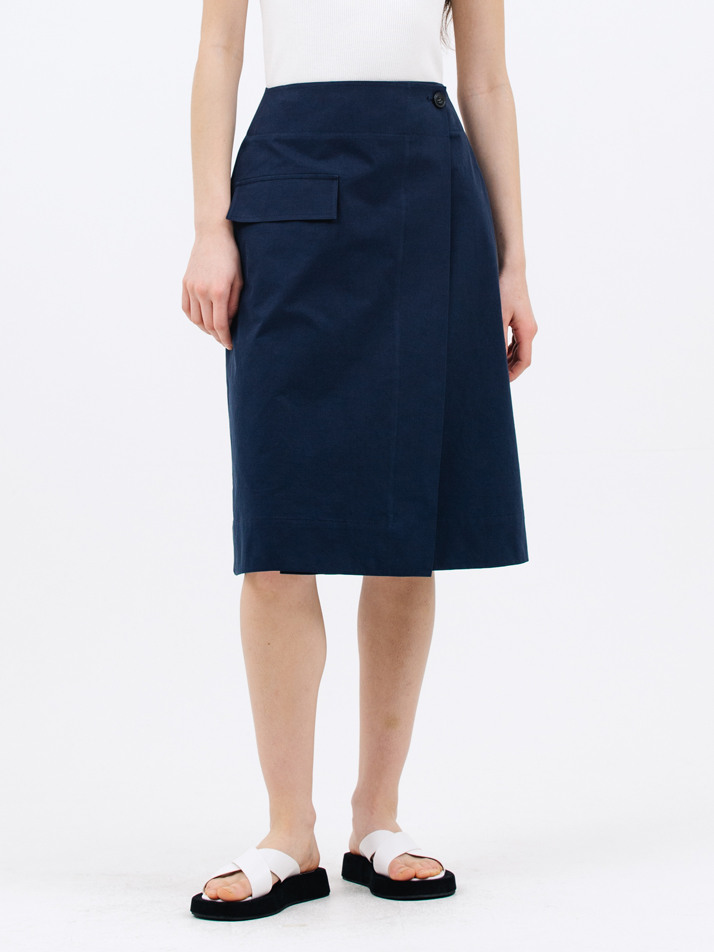 pocket wrap skirt_navy