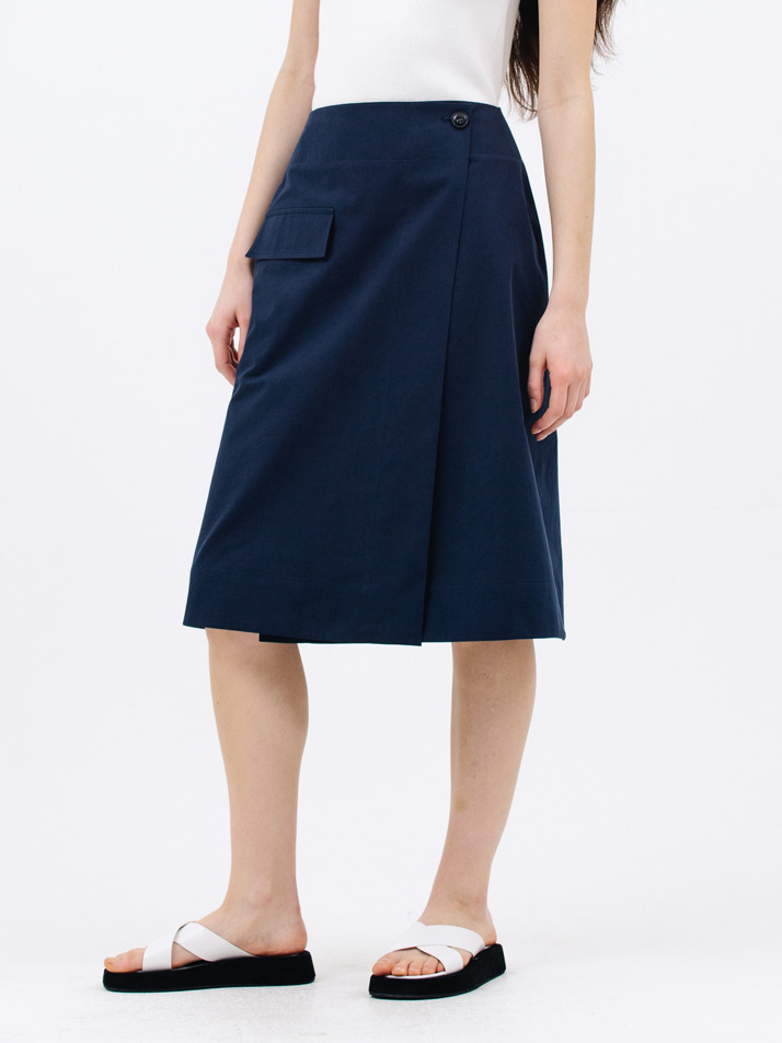 pocket wrap skirt_navy