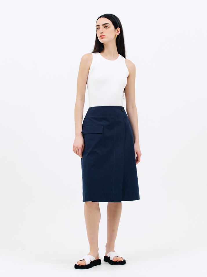 pocket wrap skirt_navy