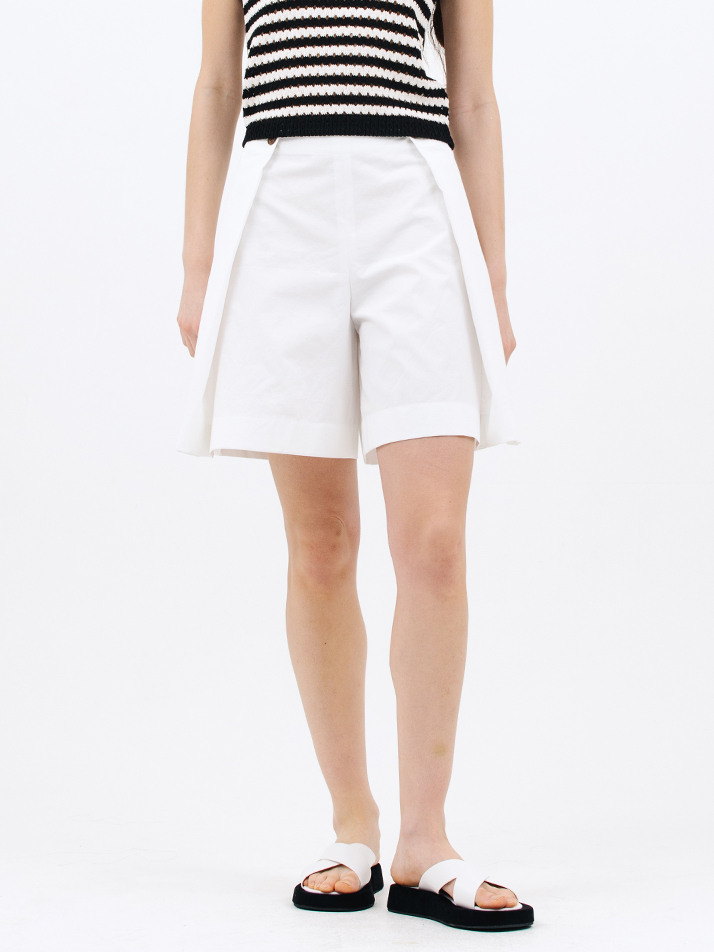 button half pants_white