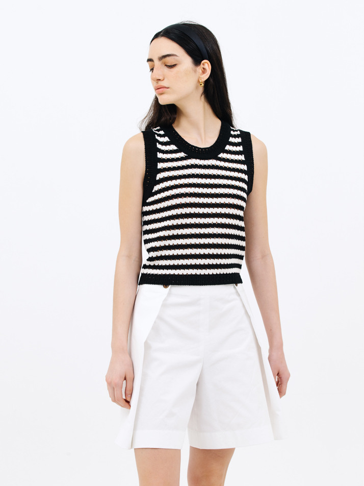 button half pants_white