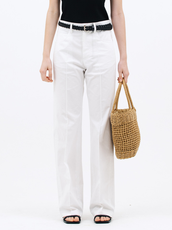 pintuck cotton pants_white