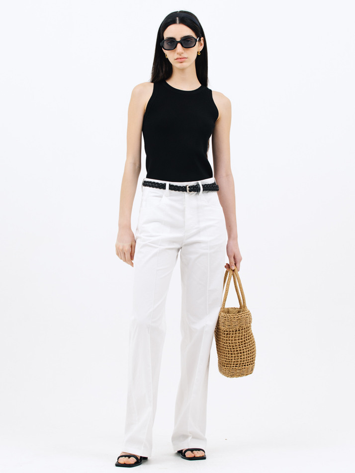 pintuck cotton pants_white