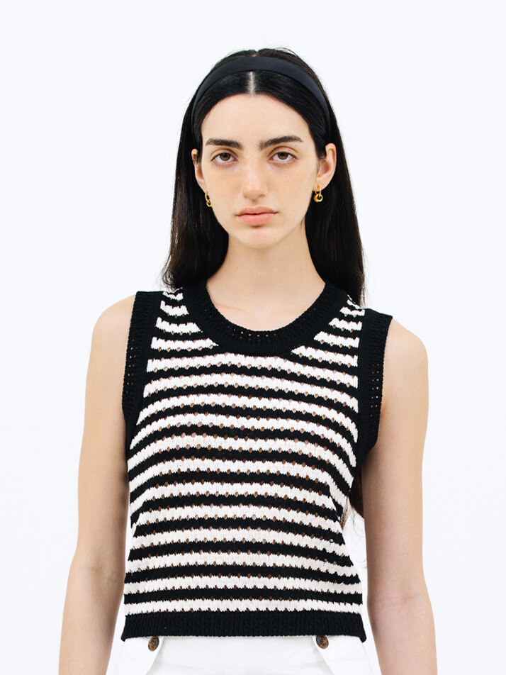 punching stripe knit_black